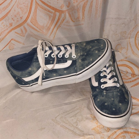 Vans Platform Polka Dot Denim Canvas Sneakers - Picture 1 of 9